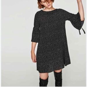 NWT ZARA Basic Women's Black Polka Dot Dress‎ Size XSmall